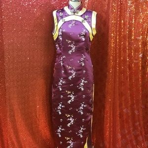 Vintage purple and yellow asian styled dress.